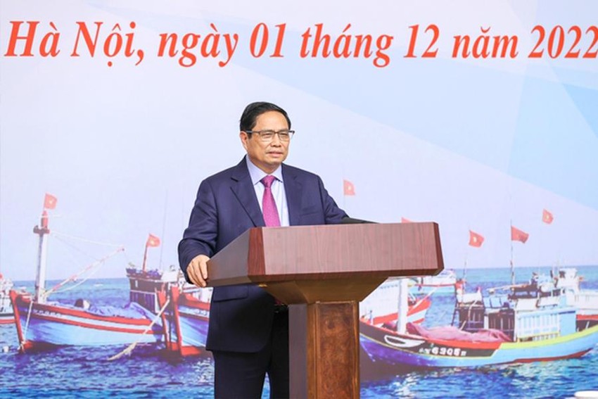 Thủ tướng Phạm Minh Chính chủ trì Hội nghị trực tuyến về phòng, chống khai thác hải sản bất hợp pháp. Ảnh: Tư liệu
